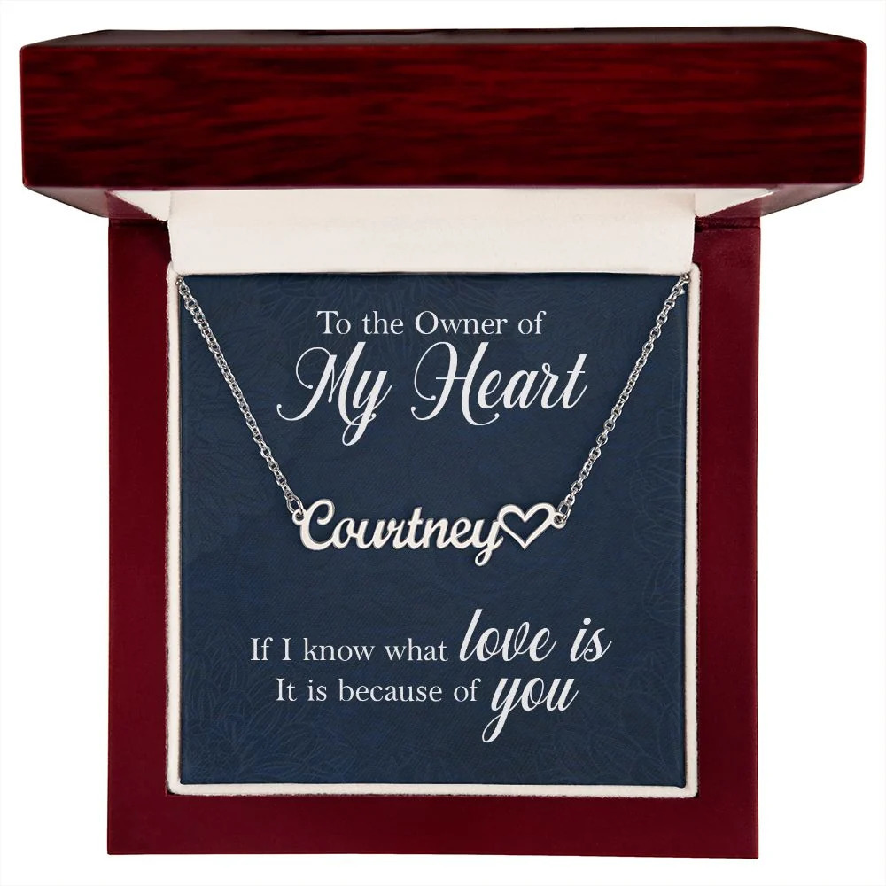 To the Owner of My Heart Personalized Silver Tone Heart Name Necklace Custom G